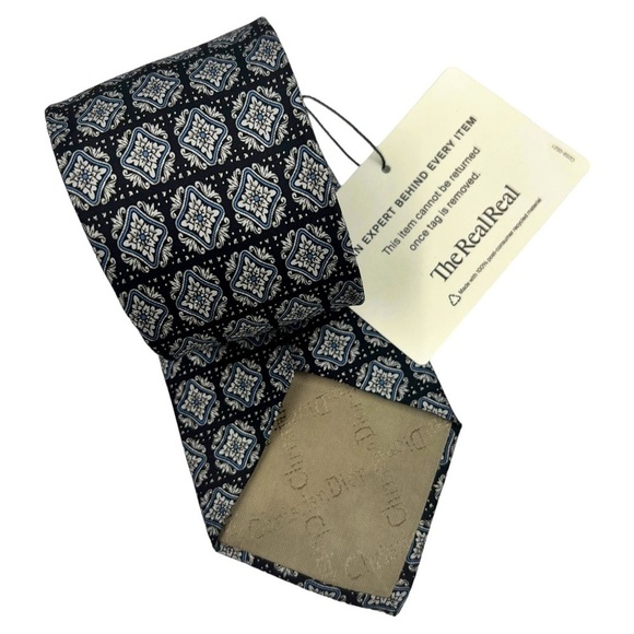 Christian Dior Mens Silk Tie Paisley Floral Design Beige  CHRISTIAN DIOR Blue Floral Tie